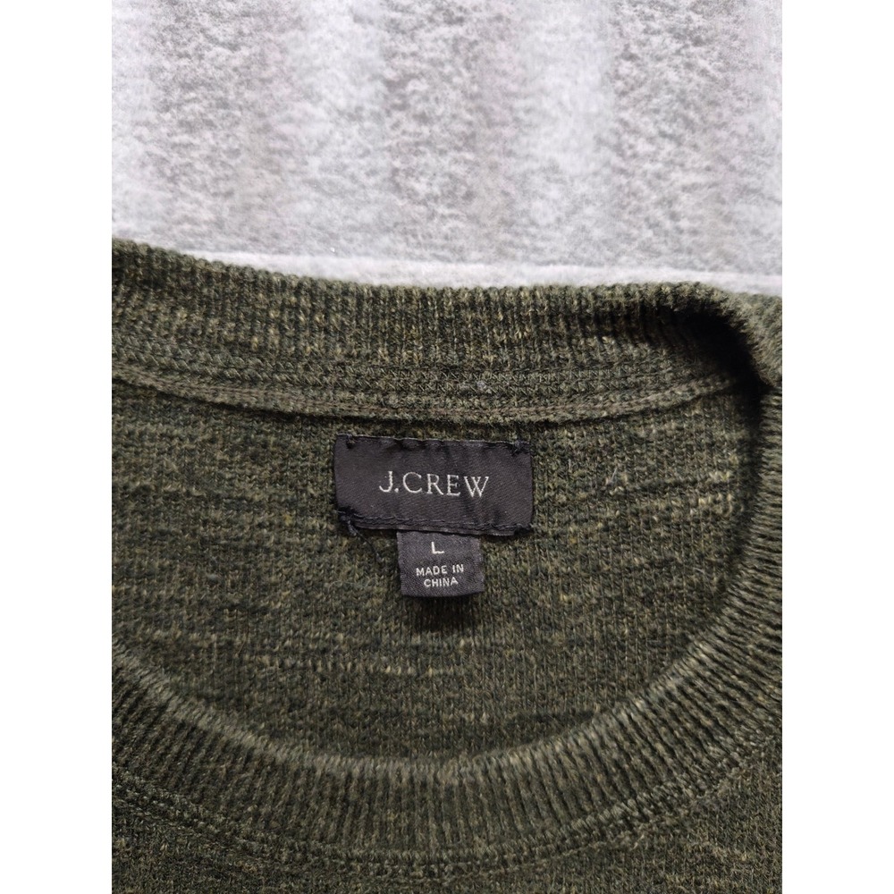 J Crew Men Sweaters L Green Crew Neck Pullover Long Sleeve Comfort Logo Casual - Picture 9 of 16